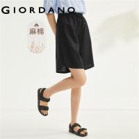 ราคา GIORDANO ผู้หญิงผ้าฝ้ายลินินธรรมชาติทอหลวมเอวยางยืดกางเกงขาสั้นลำลองบาง Free Shipping 13403321 (18510627553)