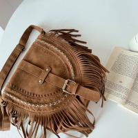 ราคา Stylish Commuter Handmade Suede Fringe Bag Trendy And Versatile Medium Crossbody Or Shoulder Bag In Taupe Camel Color For Women (19763101926)