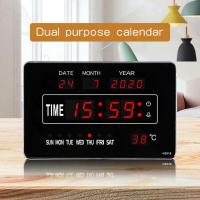 ราคา 24 Hours Display Large LED Digital Alarm Clock Display Bedside Clock Easy To Read Show Indoor Temperature For Room Decoration (13390991407)