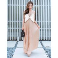 ราคา TW12336 เดรสสายเดี่ยวกระโปรงอัดพลีท (17288499466)