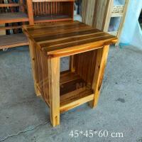 ราคา Nisa โต๊ะวางข้างเตียงไม้สัก 45 45 สูง 60 CM สีเคลือบใส มีรับประกัน โต๊ะไม้สัก วางของ โต๊ะวางแจกัน (12428117780)