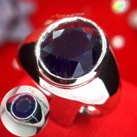 ราคา แหวนไพลิน แหวนเงินแท้ ชุบทองคำขาว พลอยไพลินแท้ YTG 11078 (7041846383)