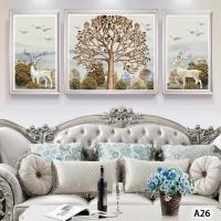 ราคา ศิลปะบนผืนผ้าใบสำหรับติดกำแพงรวม3ชิ้น ช้างและต้นไม้รวมกัน ศิลปะบ้านสมัยใหม่ตกแต่งผนังแขวนได้ในห้องนั่งเล่นห้องนอนและสำนักงานขนาดและรูปภาพสามารถปรับแต่งได้ (18563469549)