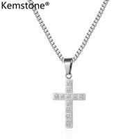 ราคา Kemstone ไทเทเนี่ยมคริสตัลข้ามเสื้อกันหนาวโซ่จี้สร้อยคอสำหรับผู้ชายเครื่องประดับแฟชั่น (12495798673)