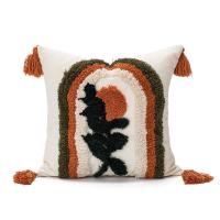 ราคา 2023 New Nordic Cotton Embroidery Cushion Covers Simple Green Cactus Embroidered Soft Decorative Sofa Waist Pillow Cases 45x45CM Orange Floral Pillow Cover for Living Room Hotel Bed Decor (19779138752