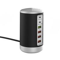 ราคา 65W USB Fast Charger HUB Quick Charge QC3 0 Multi 6 Port USB Type C PD Charger Charging Station (19299076289)