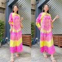 ราคา ส่งเร็ว Heidi Tie Dye MaxiMaxi Dress ตัวยาว ทรงคอจีนแต่งกระดุมไม้เรียงยาว แขนยาว ชายแขนตุ๊กตาน่ารักๆเริ่ดมว้ากกกกก (16963390337)