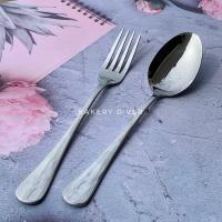 ราคา Bakery DVER ช้อนส้อมคู่สแตนเลสแท้ ขายยกคู่ น้ำหนักดี ช้อนกินข้าว ช้อนส้อมสแตนเลส ช้อน ส้อม (10567219991)