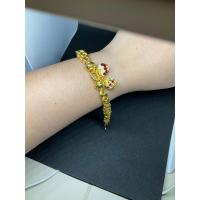 ราคา ข้อมือ ลายเม็ดข้าว น้ำหนัก3บาทลงยาสีแดง ห้อยจี้คู่ หุ้มทองแท้หนาพิเศษ (20847160748)