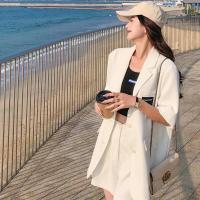 ราคา Womens Blazer เบลเซอร์ สูทแขนสั้น เสื้อสูทเบลเซอร์ ชุดสูทหลวมสีขาวเวอร์ชั่นเกาหลี (20266784659)