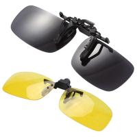 ราคา Pink MemoryRectangle Clear Yellow Lens Rimless Clip on Night Vision Driving Glasses with Polarized Rimless Rectangle Gray Lens (18093638763)