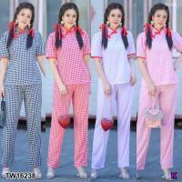 ราคา 16238 เสื้อคอจีน แขนสั้น แต่งกระดุมจีน กางเกงขายาว ลายสก็อต ชุดเซท เสื้อผ้าแฟชั่น ตรุษจีน (16980177757)