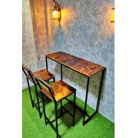 ราคา โต๊ะบาร์ โต๊ะกาแฟ พร้อมเก้าอี้2ตัว สุดหรู loft style ทรงสูง ไม้ยางพาราประสาน Bar table with 2 chairs (20951647402)