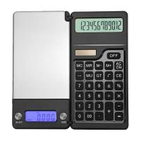 ราคา เครื่องคิดเลขพลังงานแสงอาทิตย์แบบ2 in 1พับได้ หน้าจอ LCD 12หลักเครื่องชั่งอาหารสำหรับห้องครัวขนาดเล็ก 0 1กรัม 1กิโลกรัม พร้อมถาดชั่งน้ำหนัก (21170795799)