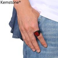 ราคา Kemstone สแตนเลสแฟชั่นสีดำอาเกตเครื่องประดับแหวนทองเงินสำหรับแหวนผู้ชาย (19581373786)