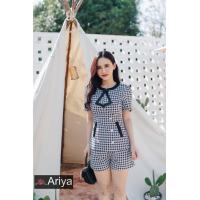 ราคา Ariya พร้อมส่ง 3XL ชุดเซท set กางเกงขาสั้น เสื้อแขนสั้น ลายชิโนริสีดำ มีซับในทั้งตัว พร้อมกระเป๋า ใส่เที่ยว ใส่ทำงาน เสื้อผ้าไซร์ใหญ่ เสื้อผ้าสาวอวบ Plussize (13691769431)