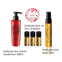 ราคา Orofluido Conditioner 200ml elixir oil 5ml x 3 shine spray 50ml ชุดครีมนวดพร้อมน้ำมันอาแกนออยและสเปรย์เคลือบเงาเส้นผม ช่วยบำรุงให้ผมนุ่มลื่นเงางาม no box (10086705305)
