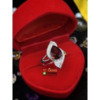 ราคา แหวนโกเมน แหวนเงินแท้ ชุบทองคำขาว พลอยโกเมนแท้ YTG 8531 (17552891996)