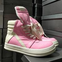ราคา Rick shoes RO Womens Sneaker Rick Pink Leather Boots Owens Sneaker Women Autumn Boots Mens Casual Shoes (12065184372)