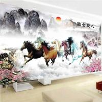 ราคา ใหม่ 5D DIY ภาพวาดเพชร ม้าเพื่อความสำเร็จม้าแปดตัว Full เพชรกลมเพชรของแต่งบ้านปัก (514742368)