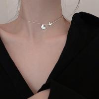 ราคา Fashion New 925 Sterling Silver Shiny Flash Diamond Butterfly Double Layer O Chain Necklaces Wedding Party Jewelry for Women Fashion Chain Necklaces (20225170081)
