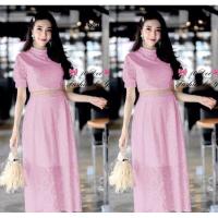 ราคา พร้อมส่ง เซ็ต 2 ชิ้น เสื้อครอปแขนพองผ้าลูกไม้มีซับในทั้งตัว ซิปหลังใส่ง่าย แมทซ์กับกระโปรงยาวมีซับในเอวยืด 5 133 (18107723760)