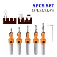 ราคา ชุดดอกกัด Hss Countersink Drill 8มม 5ชิ้นคัทเตอร์ใช้กับไม้แท่นจัดวางดอกสว่านงานไม้เครื่องสกัดก้านสกรู (20793351983)