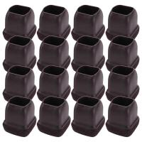 ราคา 16 Pcs Brown Silicone Chair Leg Floor Protectors Square Chair Leg Caps with Wrapped Felt (19744549087)