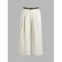 ราคา Cider Linen Blend Belted Pocket Wide Leg Pants Curve Plus (20275333432)