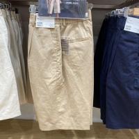 ราคา UNIQLO กางเกงผู้หญิงสีดำเบอร์มิวดาผ้าลินินผสม2022ชุดเดรสทรงหลวมฤดูร้อน กางเกงสแล็ค 445952 (19667318543)