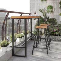 ราคา HOT SALE Bar table set solid wood table outdoor balcony garden table and chair waterproof dining table long table (16566526395)
