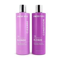 ราคา Pravana The perfect blonde shampoo conditioner 325ml Purple toning shampoo with purple toning conditoiner แชมพูปราศจากสาร Sulfate เหมะสำหรับผมสีเทา สีหม่น ถนอมสีผม เนื้อแชมพูและครีมนวด (20970371686)