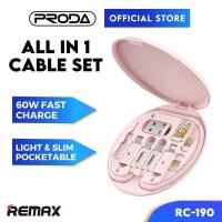 ราคา สินค้าคงคลังพร้อมแล้ว ผลิตภัณฑ์ดั้งเดิม COD REMAX สายเคเบิ้ล Type C ไปยัง Type C สายเคเบิ้ลสายชาร์จไมโครเร็วสาย USB สาย USB สายมินิ USB 3 In 1 RC 190 Ip 60W (19689280493)