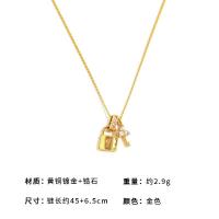 ราคา COD สร้อยคอหญิงไฮโซจี้กุญแจกุญแจล็อคศูนย์กลางเรียบง่ายแมทช์ง่ายสร้อยคอฝังเพทายสร้อยคอแฟชั่นพร็อพ (16163504146)