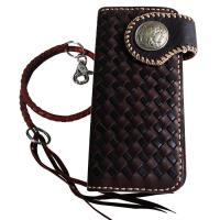 ราคา Beautiful vintage long Bifold wallet Celtic in Brown and Black กระเป๋าลายสาน สวยงามมาก ทรงยาว วินเท็จสไตล งานเนียบ สีน้ำตาล (464206249)