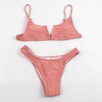 ราคา ชุดว่ายน้ำหญิง Solid Bikini 2022 Woman V neck Swimsuit Swimwear Women Hot Sale Padded Bandage Female Brazilian Bikinis Swimwear Women Biquini (16281859607)