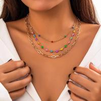 ราคา 3ชิ้น เซ็ต Boho สีสันน้ำมันหยดพีชหัวใจ Choker สร้อยคอสำหรับผู้หญิงทองพั้งค์หลายชั้นเครื่องประดับ Y2K โซ่ (21171270129)