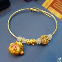 ราคา ข้อมือปี่เซียะทองคำแท้แพนโดร่า V 9 ซีรีย์นำโชค เกลียวทองเหลือง น้ำหนักทอง 0 1 0 15 กรัม ทองคำแท้ 99 99 ยาว 15 18 cm (14835569515)