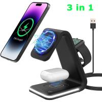 ราคา ที่ชาร์จแบบไร้สายชาร์จเร็ว15W แท่นชาร์จ3 In 1สำหรับอุปกรณ์ Apple หลายชิ้นที่ชาร์จ MagSafe ขาตั้งสำหรับ iPhone 15 14 13 12 Pro Max Mini IWatch 8 Ultra SE 7 6 5 4 AirPods (19830795215)