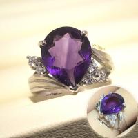 ราคา แหวนอเมทิสต์ ทรงหยดน้ำ แหวนเงินแท้ ชุบทองคำขาว พลอยอเมทิสต์แท้ YTG 11337 (10129010037)