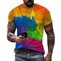 ราคา New Fashion Music Art Color Neon Graffiti 3D T shirt Men Oversized T Shirt Rainbow Paint Splatter Tops Casual Streetwear Tshirt (19903499780)