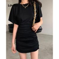 ราคา Lovito Casual Plain Pleated Round Neck Short Sleeve Mini Dress for Women LNE15142 Black Lovito Casual Plain Pleated Round Neck Short Sleeve Mini Dress for Women LNE15142 สีดำ Lovito Casual Plain Pleat