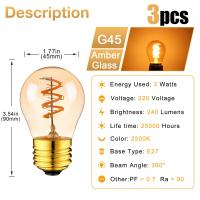 ราคา 3ชิ้นหลอดไฟ LED ตกแต่ง E27หลอดไฟเอดิสัน Led G45 3W หลอดไฟโคมไฟสีขาวนวลโบราณ2200K สำหรับจี้โคมระย้า (20072875157)