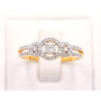 ราคา Happy Jewelry แหวนล้อม 3 วง บ่าเพชรคู่ เม็ดกลาง 10 ตัง ทองแท้ 9k 37 5 เพชรเกสร ME870 (16984370090)