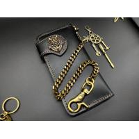 ราคา กระเป๋าสตางค์หนังแท้กับชุดโซ่ทองเหลือง กระเป๋าใบยาว กระเป๋าวินเทจ หนังวัวแท้ สีดำ โซ่ทองเหลืองแท้ พวงกุญแจ 02 (1860354545)