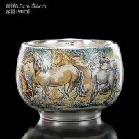 ราคา แก้วเงิน999เงินแท้สำหรับทำภาพวาดถ้วยชาสำหรับเจ้าของใช้ในบ้านไซส์ใหญ่ทำด้วยมือทำจากเงินรูปม้าในฝัน (20270085515)