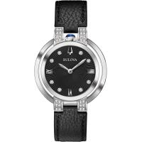 ราคา Bulova Ladies Rubaiyat with Diamond Accent Black Leather Strap Silver Stainless Steel Rubaiyat (18241939477)