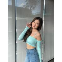 ราคา BEMYCHIC เสื้อกลิตเตอร์แขนยาว เสื้อวิ้งๆ เสื้อปาดไหล่แขนยาว เสื้อใส่เที่ยว รุ่น baby (17407424734)