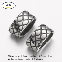 ราคา Beebeecraft 1 20pcs Rectangle Slide Charms Stainless Steel Slide Charms Rectangle Pendant Charm Large Hole Leather Cord Slider Loose Beads for Bracelets Necklace Jewelry Making (17229047428)