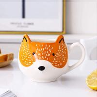 ราคา 3D ฟ็อกซ์แก้วมือทาสีเซรามิกสัตว์ถ้วยกาแฟแก้วสีส้มและสีขาวแก้วกาแฟถ้วยชา (16306670729)
